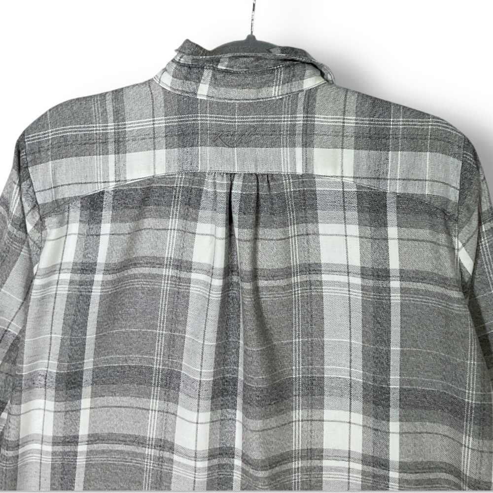 Kuhl Womens Plaid Flannel Shirt Sz XL Button Down Long Sleeve Gray Grunge - Picture 8 of 13